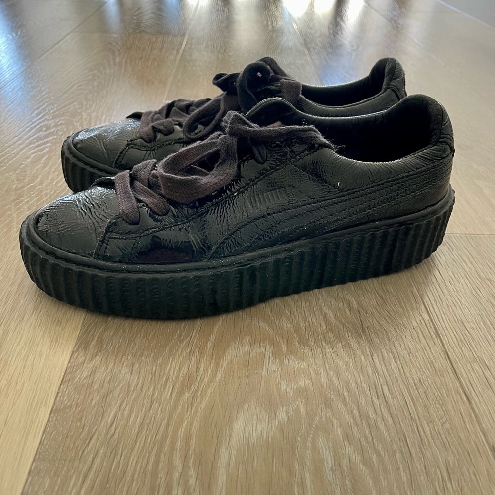 Fenty by Rihanna x Puma, Black Platform patent leather Sneakers Size 6.5 women.
